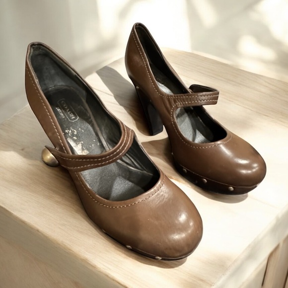 Coach brown Colene Mary Jane Heels with stud detail size 8 main image 5